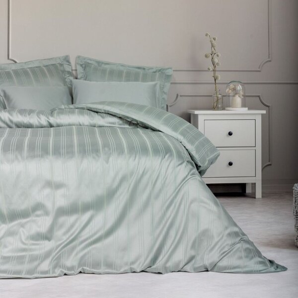 Lenjerie de pat bambus si bumbac, Cotton Box, Stripe Verde Menta
