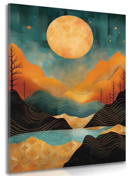 Tablou apus de soare abstract cu atingere de lux