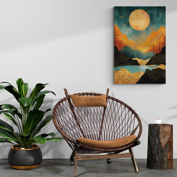 Tablou apus de soare abstract cu atingere de lux