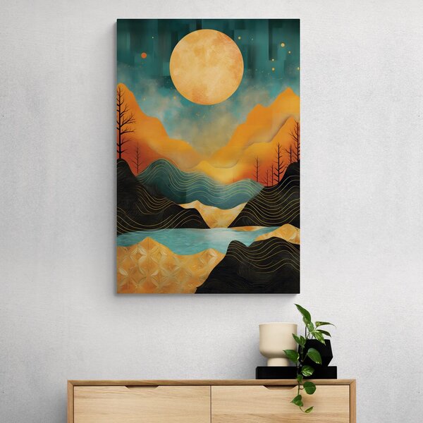 Tablou apus de soare abstract cu atingere de lux