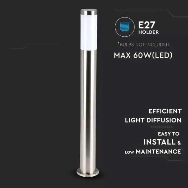 Lampă exterior 1xE27/60W/230V IP44 80cm crom mat