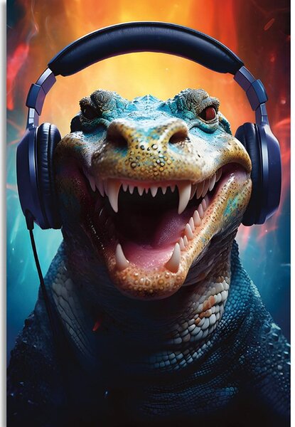 Tablou aligator cu căști