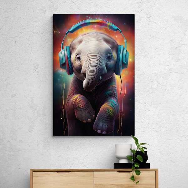 Tablou elefant cu căști