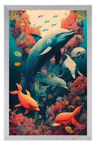 Poster delfini suprarealiști