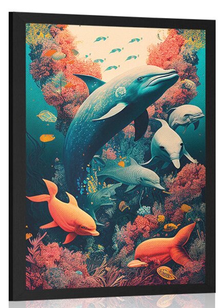 Poster delfini suprarealiști