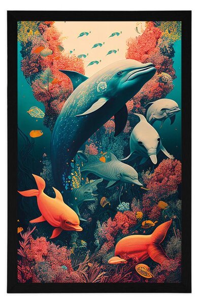 Poster delfini suprarealiști