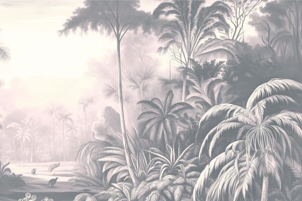 Tapet copaci tropicali cu atingere de vintage