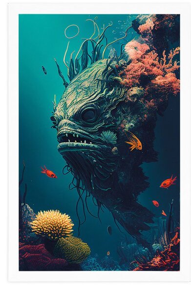 Poster monstru subacvatic suprarealist