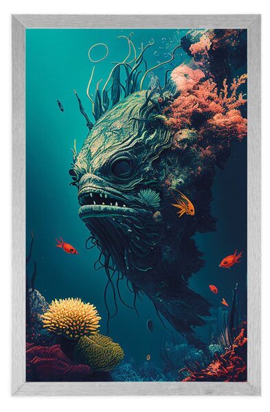 Poster monstru subacvatic suprarealist