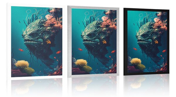 Poster monstru subacvatic suprarealist
