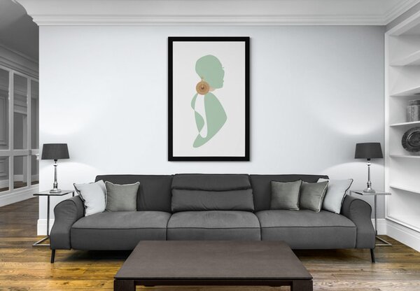 Poster cu passepartout silueta femeii pe fundalul alb