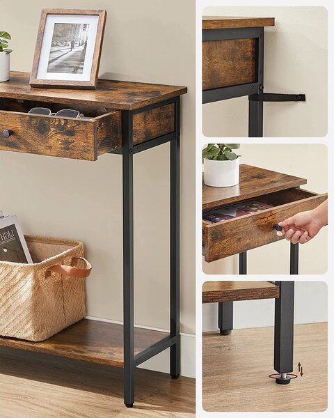 Consola Model Hammond, Maro rustic/Negru, 100x30x80 cm