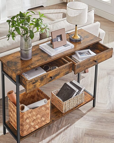 Consola Model Hammond, Maro rustic/Negru, 100x30x80 cm