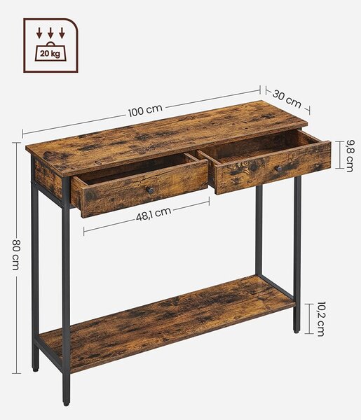 Consola Model Hammond, Maro rustic/Negru, 100x30x80 cm