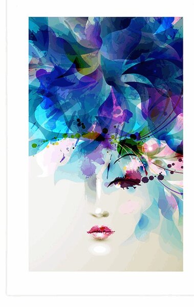 Poster cu passepartout față feminină la modă cu elemente abstracte