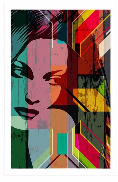 Poster portretul femeii pe fundal colorat