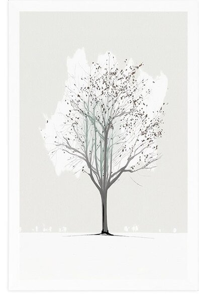Poster copac în iarnă minimalist