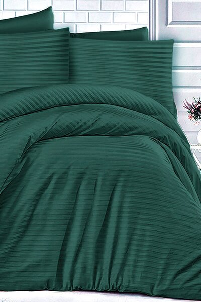 Lenjerie de pat satinată, verde închis verde 220x200 cm