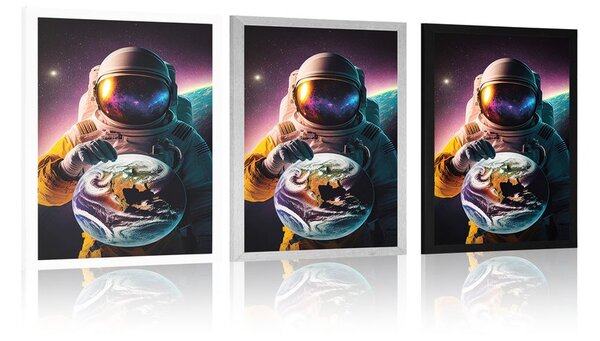 Poster cosmonauți într-o atmosferă necunoscută