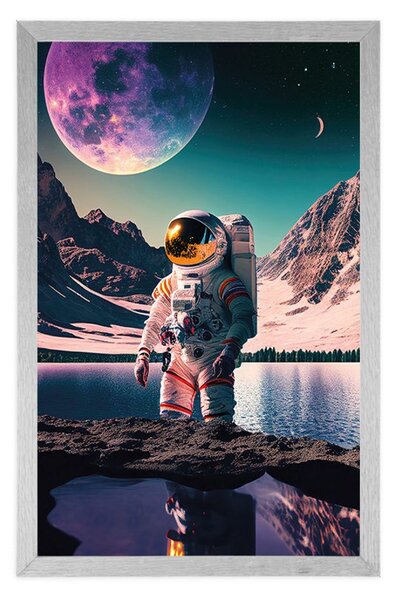 Poster astronaut pe suprafața unei planete necunoscute