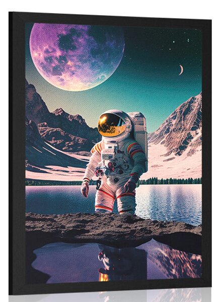 Poster astronaut pe suprafața unei planete necunoscute