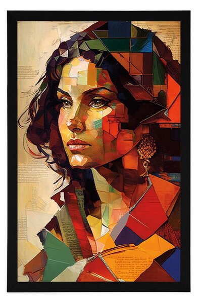 Poster profilul femeii într-un design patchwork