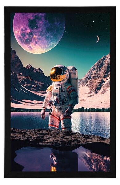 Poster astronaut pe suprafața unei planete necunoscute