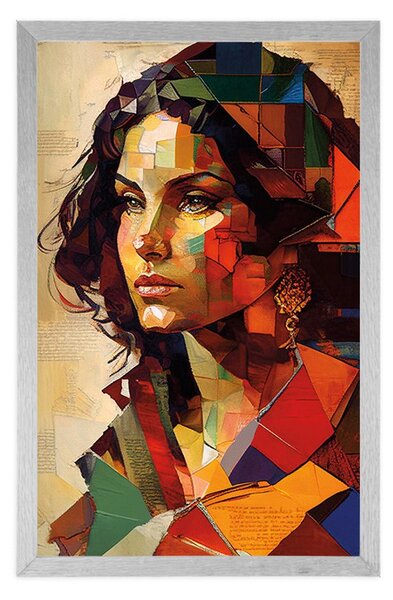 Poster profilul femeii într-un design patchwork