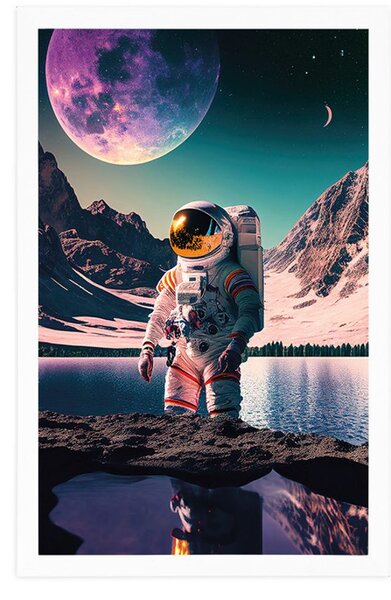 Poster astronaut pe suprafața unei planete necunoscute