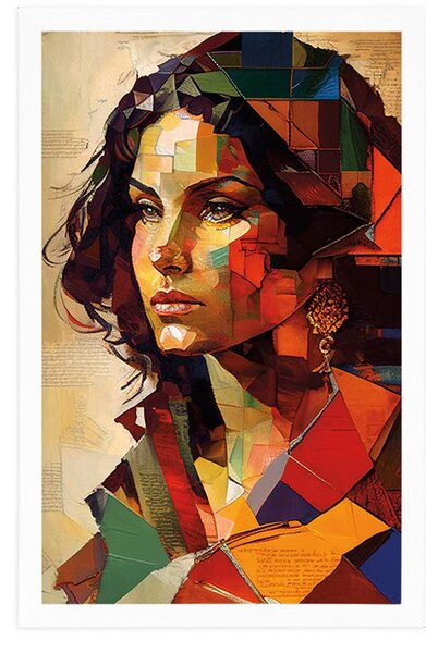 Poster profilul femeii într-un design patchwork
