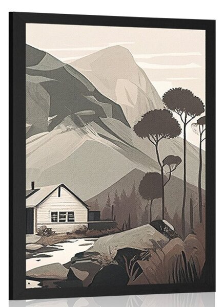 Poster cabană scandinavă în munți