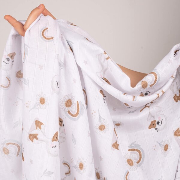 Set 3 paturici de vara din muselina soft 78x78 cm Kidizi Ducky 100% bumbac