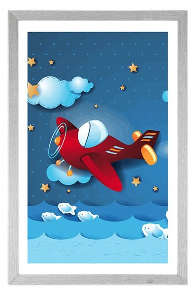 Poster cu passepartout zborul cu aeronavă
