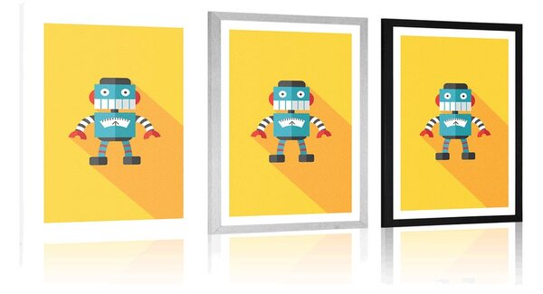 Poster cu passepartout robot vesel