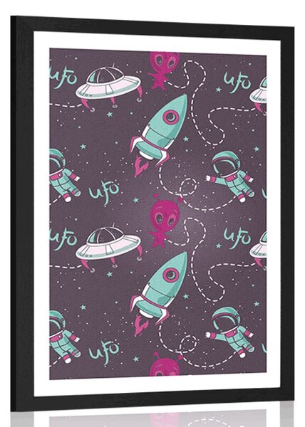Poster cu passepartout ufonic prietenos