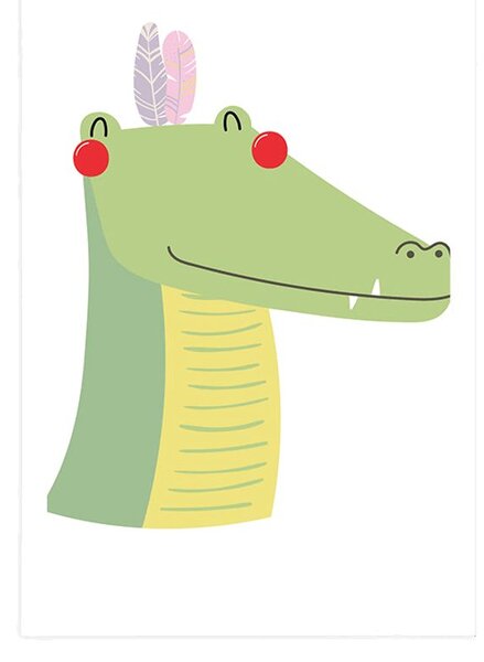 Poster crocodilul drăguț cu pene