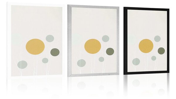 Poster copaci minimaliști cu cercuri