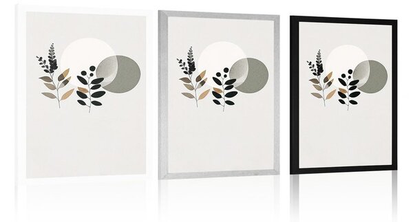 Poster frunze minimaliste cu fundal boho