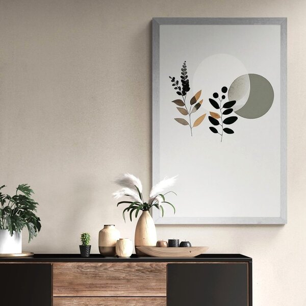 Poster frunze minimaliste cu fundal boho