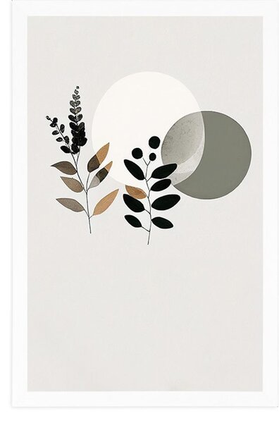 Poster frunze minimaliste cu fundal boho