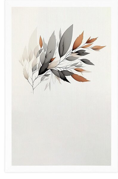 Poster crenguță minimalistă de frunze