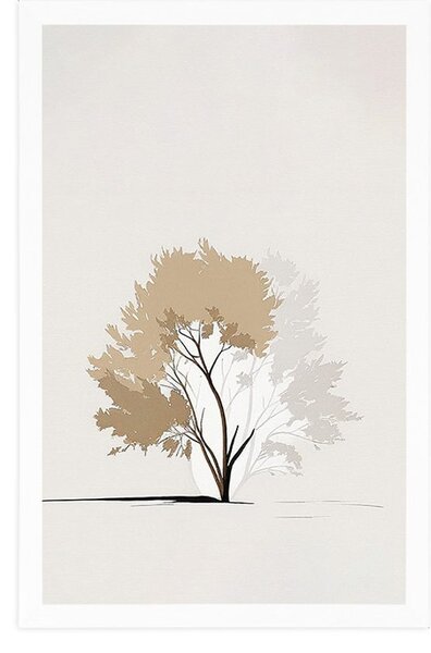 Poster copac minimalist cu frunze