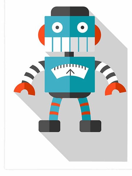 Poster robot albastru pe fundal alb