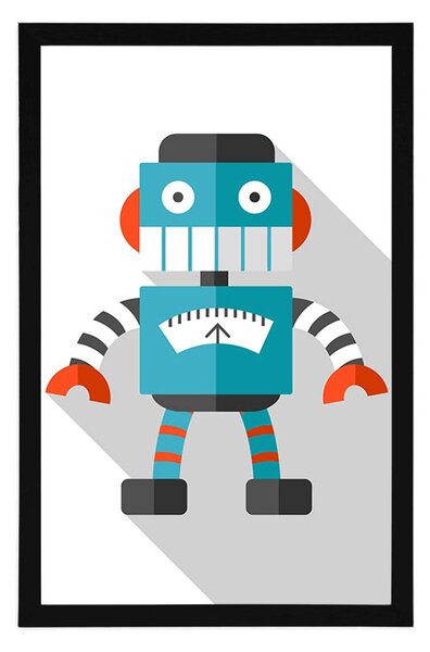 Poster robot albastru pe fundal alb