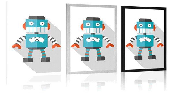 Poster robot albastru pe fundal alb