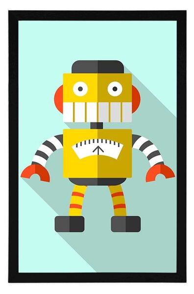 Poster robot galben pe fundal albastru