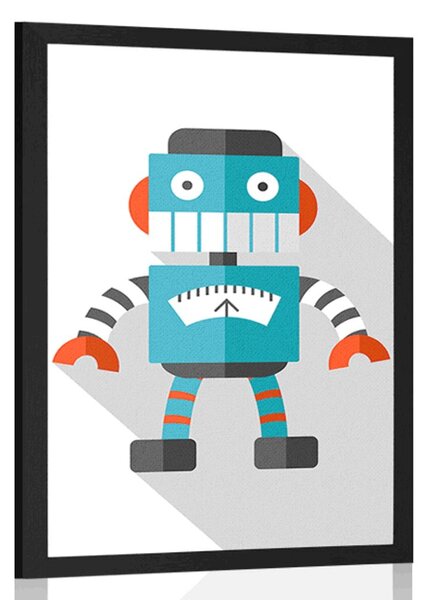 Poster robot albastru pe fundal alb