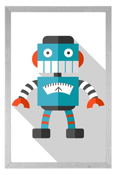 Poster robot albastru pe fundal alb