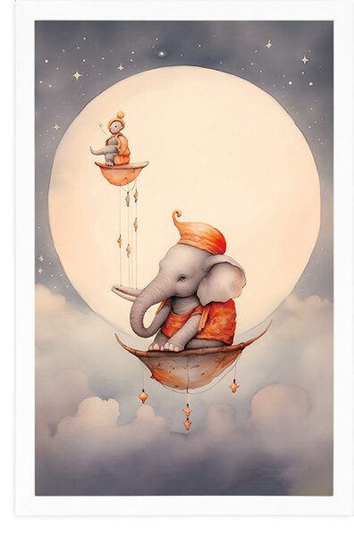 Poster elefant visător deasupra norilor