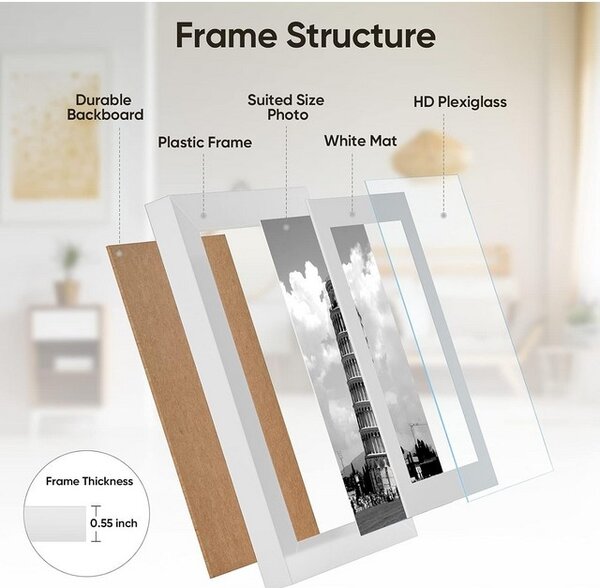 Set 4 rame poze, alb, 10x15 cm